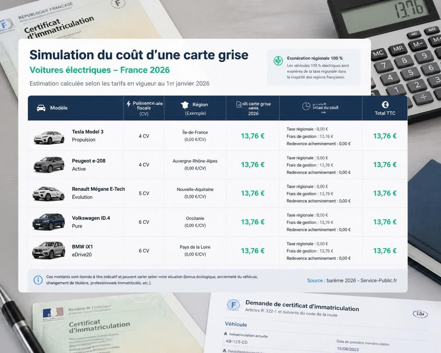 Carte grise voiture électrique : prix réel, exonérations par région et démarches simplifiées 2 découvrez tout sur la carte grise pour voiture électrique : prix réels, exonérations selon les régions et démarches simplifiées pour faciliter vos formalités.